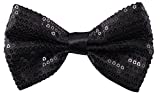 Sequin Bow Ties for Men - Pre-tied Adjustable Length Bowtie, Many Colors to Choose From (Black)