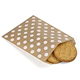 BagDream 5.5x7.75 Inches Kraft Paper Bags Pack of 100 Flat Greaseproof Paper Bags Greaseproof Envelopes, Paper Snack Bags Cookie Bags Popcorn Bags Brown Dot