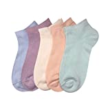 SERISIMPLE Women Bamboo Ankle Socks Low Cut Thin Sock Lightweight Pastal Color Soft Sock 5 Pairs(Assorted1, Large)