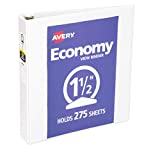 Avery Economy View 3 Ring Binder, 1.5" Round Rings, 1 White Binder (05770)