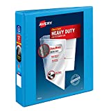 Avery Heavy-Duty View 3 Ring Binder,1.5" One Touch Slant Rings, Holds 8.5" x 11" Paper, 1 Light Blue Binder (05401)