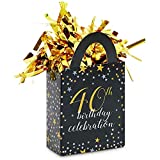 40th Birthday Party Balloon Weights, Black and Gold Decorations (6 oz, 6 Pack)