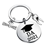 LQRI DA 2021 Gift Dental Assistant Keychain DA Graduation Gift Dental Assistant Jewelry Dentist Gift Hygienist Keyring Future Dentist Gift (silver)