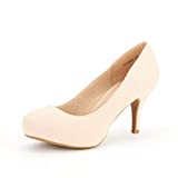 DREAM PAIRS Tiffany Women's New Classic Elegant Versatile Low Stiletto Heel Dress Platform Pumps Shoes Nude Size 7