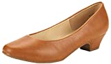 DREAM PAIRS Women's Mila Tan Pu Low Chunky Heel Pump Shoes Size 8.5 M US