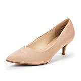 DREAM PAIRS Women's Moda Nude Suede Low Heel D'Orsay Pointed Toe Pump Shoes Size 8 M US