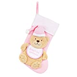 Etistta Baby's 1st Christmas Stocking, Baby Girls & Baby Boys, 18 inch 3D Bear Baby's First Christmas Stockings for Newborn Christmas Decor (Pink)