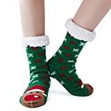 Kids Boy Christmas Sock Slippers Cozy Fuzzy Winter Stockings Size 5-9T Unique Toddler Girl Indoor Home Socks Funny Green Christmas Deer Print