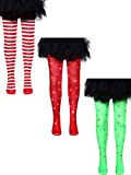 3 Pieces Mid-Rise Leggings Cosplay Costume Tights Christmas Stockings for Girls Christmas Party Favors, 4-8 Years Old (Style 1)