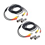Flashmen 2-Pack 25ft HD Video Power Security Camera Cables Pre-Made All-in-One Extension Wire Cord with BNC Connectors for CCTV Security Camera Black