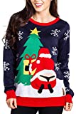 Tipsy Elves Women's Winter Whale Tail Sweater - Funny Santa Ugly Christmas Sweater: Large