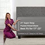 Fitted Sheets Queen Size – Queen Fitted Sheet Only Deep Pocket – Soft 21” Extra Deep Pocket Queen Fitted Sheets Fit Perfectly 17”–23” Deep Mattress & Toppers – 1 Bottom Sheet Grey Fitted Sheet Queen
