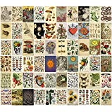 60PCS Vintage Posters for Room Aesthetic, Vintage Botanical Illustration Tarot Aesthetic Pictures Wall Collage Kit, Bedroom Decor for Teens Boys Girls, Room Decor Aesthetic, Cottagecore Decor