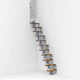 Arke Nice2 Modular Stairway Kit - 82-1/4" to 111" - Satin Grey - Adjustable, Space-Savings Staircase with an Alternating Tread Design