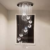 Staircase Chandelier, Luxury 11 Sphere Spiral Raindrop Crystal Chandelier Light, Flush Mount Ceiling Light Fixture Large Chandeliers for High Ceilings Entryway, Foyer Chandelier of CRYSTOP