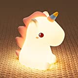 Mubarek Unicorns Gifts for Girls, Unicorn Night Light for Girls Bedroom, Cute Night Lights for Kids Room, Squishy Silicone Nursery Lamp, LED Color Changing USB Rechargeable Baby Toddler Decor