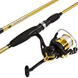 Wakeman Fishing Rod and Reel Combo, Spinning Reel Fishing Pole, Fishing Gear for Bass and Trout Fishing, Gold – Lake Fishing, Strike Series, 6.5 feet