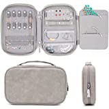 storageLAB Travel Jewelry Organizer, Faux Suede Clutch Bag for Necklaces, Earrings, Rings and Bracelets (Grey)