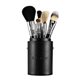 Sigma Beauty Black Essential Travel Size Brush Set, Includes 7 Brushes and Brush Cup