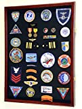 XL Military Medals/Pin/Patches/Badges/Ribbons/Insignia/Flag Display Case Cabinet Shadowbox (Cherry Wood Finish)