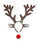Reindeer Antlers Headbands with Red Nose for Adults Teens Christmas Santa Holiday Parties (One size, Deer)