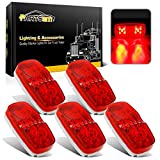 Partsam 5Pcs Double Bubble Bullseye Led Side Marker Clearance Lights Red 10 Diodes Surface Mount Waterproof 4" Rectangular Rectangle Tiger eye Led Marker Lights for RV Truck Camper ORV ATV Motorcycle