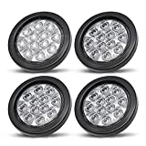 MADCATZ (Pack of 4) 4 Inch White Round 12 LED Trailer Rear Lights Clearance Sealed Bulb Extra Bright Rubbers 3 Prong Plugs Pickup Tractor Truck Van ATV RV Bus Shockproof 12V DC GA12