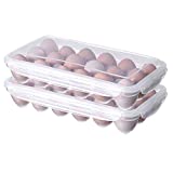 XBY-US 2 Pack Covered Egg Holders,Egg Holder For Refrigerator,travel egg Storage Container,Plastic Refrigerator Egg Trays,camping egg box,Deviled Egg Tray Carrier with Lid Fits 18X2 Eggs(36 Eggs)