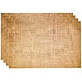 50 Disposable Burlap Printed Paper Place Mats 11”x 17” Rectangle Rustic Natural Brown Chargers Place mat for Vintage Country Farmhouse Tan Table Setting Mat Dinner Kitchen Party Decorations