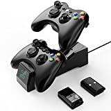 YCCTEAM Controller Charger for Xbox 360, Controller Charging Station Compatible with Xbox 360, Dual Charging Dock with 2x1200mah High Performance Rechargeable Battery Packs and Type-C Charger Cable