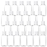 50ML Plastic Empty Bottles Clear Travel Containers Travel Size Bottles with Flip Cap, HDPE Squeezable Refillable Toiletry/Cosmetic Bottles - Set of 25 - Oval Design (clear)