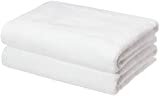 Amazon Basics Quick-Dry Bath Towels - 100% Cotton, 2-Pack, White, 54" x 30"