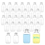 30 Pcs 2 Oz Clear Refillable Flip-Top Bottles,Plastic Hand Sanitizer Bottles,Travel Size Bottles with Flip Cap,Reusable Small Containers with Lids for Outdoor,Camping and Trip