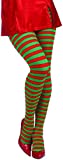 Forum Novelties Women's Adult Christmas Striped Tights, Red/Green, One Size