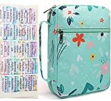 Bible Cover Case for Women,Book Cover Floral Pattern Fits for Standard Size Bible with Colorful 66 Bible Tabs and 34 Blank Sticky Tabs,Bible Bag Large Size Gift for Mom/Daughter/Girls Green