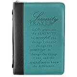 Teal Faux Leather Bible Cover for Women | Inspirational Serenity Prayer | Zippered Case for Bible or Book with Handle