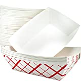 Heavy Duty, Grease Resistant 3 Lb Paper Food Trays 100 Pack. Durable, Coated Paperboard Basket Ideal for Festival, Carnival and Concession Stand Treats Like Hot Dogs, Ice Cream, Popcorn and Nachos.