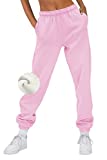 AUTOMET Womens Fall Sweatpants Comfy Y2K High Waisted Workout Athletic Lounge Joggers Pants Pink M