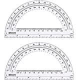 Plastic Protractor Math Protractors 180 Degrees, 6 Inch, Clear, Pack of 2