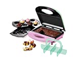 Nostalgia BBE4 4-in-1 Bakery Bites Express Makes Mini Brownies, Cupcakes, Cakes and Cookies, Green/Pink