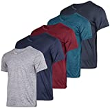 5 Pack:Men's Athletic V Neck T-Shirt Quick Dry Fit Dri-Fit Short Sleeve Active Wear Training Exercise Fitness Workout Tee Fitness Gym Workout Clothing Undershirt Sports Wicking Top-Set 1,XL