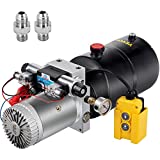 VEVOR Hydraulic Power Unit 12 Volt Dump Trailer Hydraulic Pump Double Acting 6 Quart Hydraulic Pump Electric Hydraulic Pump with Brass Pressure Gauge for Dump Trailer Lift Gates & Trucker