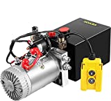 Mophorn Hydraulic Pump, 10 Quart Hydraulic Power Unit, Single Acting Hydraulic Pump, 12V DC Hydraulic Pump (Steel Reservoir, Single Acting, 3200 PSI) w/SAE#6 Connector for Dump Trailer Car Lifting