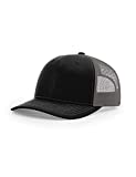 Richardson 112 Trucker OSFA Baseball Hat Ball Cap, Black/Charcoal, SIZE