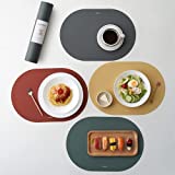 Silicone Placemats for Dining Table, Leather Textural Designed, Set of 4, Silicone Table Mats, Table Mat, Non-Slip, Oil Proof, Water, Heat, Stain Resistant, Washable, 16.9’’ x 11.8’’ x 1.0mm, Combo