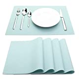 IYYI Silicone Placemats,Placemats for Kids,Placemats Set of 4 Waterproof Heat Resistant Non-Slip Placemats for Dining Table,Easy to Clean (Light Blue)