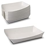 Shallow White Paper Food Tray SBS Paperboard with Grease-Resistant Barriers Microwavable - Size of 6-7/8 in x 4-5/8 in x 1-1/8 in by MT Products ( 50 Pieces)