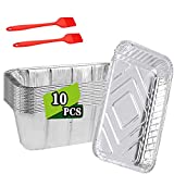 ZOOBAR Foil Drip Pans for Gas Grill Weber, BBQ Grease Tray, Disposable Weber drip pan Liners for for Baking, Roasting & Cooking with 2 Silicone Brushes -8.5" x 6"(10 pcs)