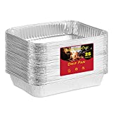 Stock Your Home Aluminum Drip Pan (25 Count) - Drip Pan Liners - Aluminum Drip Pans Compatible with Weber Grills - Disposable Drip Pan - Grill Grease Tray - BBQ Grease Pans - Disposable Oil Drip Pan