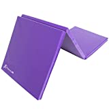 ProsourceFit Tri-Fold Folding Thick Exercise Mat 6’x2’ with Carrying Handles for MMA, Gymnastics, Stretching, Core Workouts, Purple, ps-1948-tfm-purple